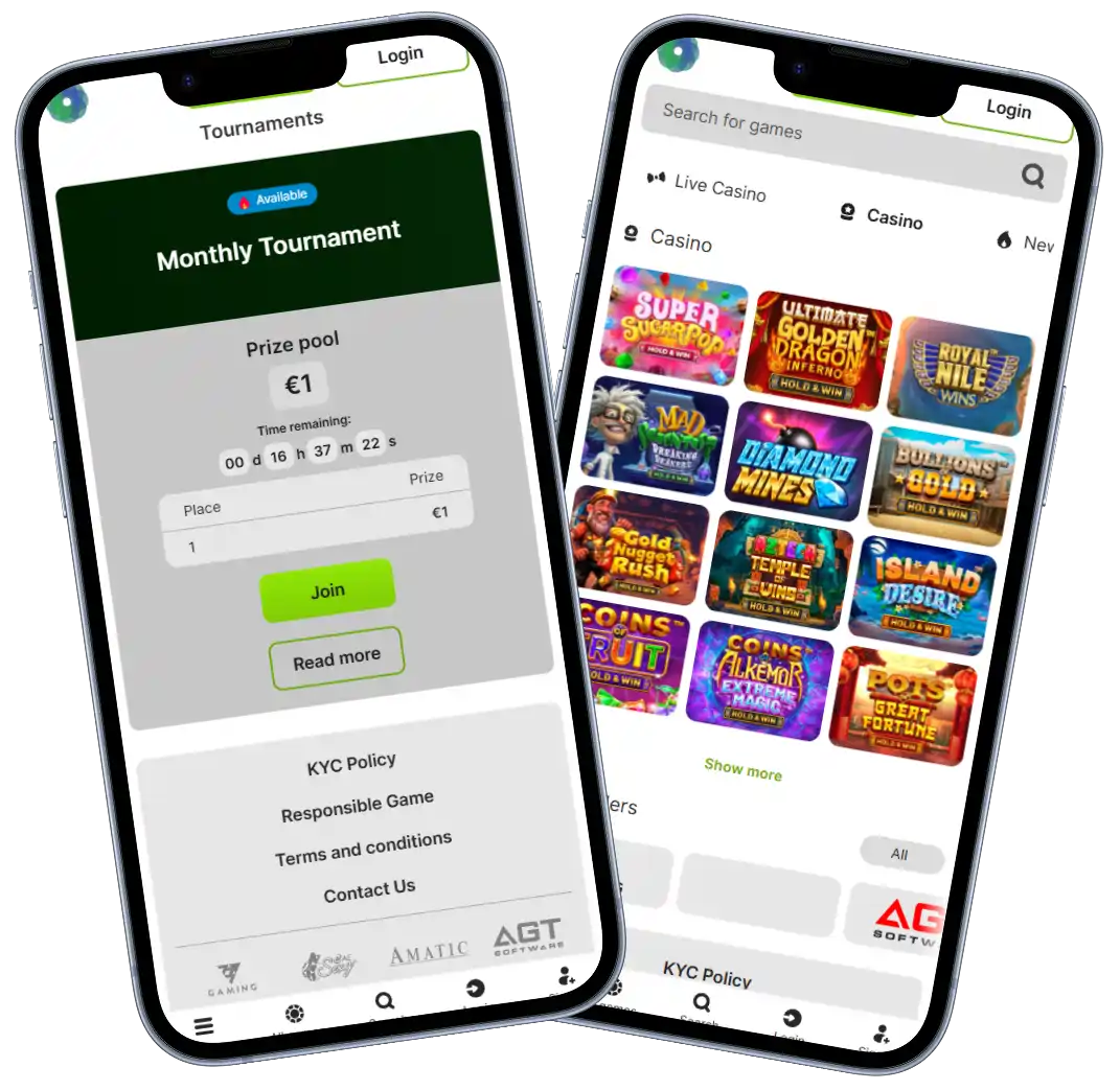 Jeevybet Casino mobile interface with tournaments and slot games on smartphone